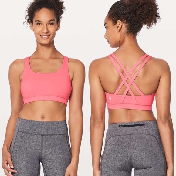 lululemon athletica Other - Lululemon Pink Lemonade Strappy Back Cross Stap Sports Energy Bra EUC Size 6